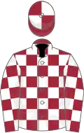 Maroon and white check, quartered cap