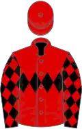 Red, black triple diamond, black sleeves, red diamonds