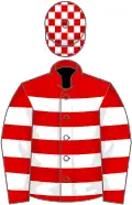 Red and white hooped, check cap