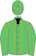 Emerald green and light green stripes