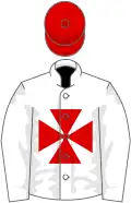 White, red maltese cross and cap
