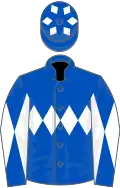 Royal Blue, White triple diamond, diabolo on sleeves and diamonds on cap