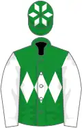 Green, white triple diamond and sleeves, diamonds on cap
