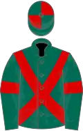 Dark green, red cross belts and armlets, quartered cap