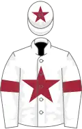 White, maroon star, maroon armlet, maroon star on cap