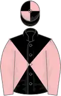 Black and pink diabolo, pink sleeves, quartered cap