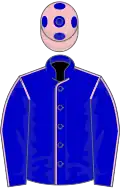 Blue, pink seams, pink cap, blue spots