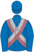 French blue, old rose and silver cross-belts