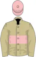 Beige, pink hoop and cap