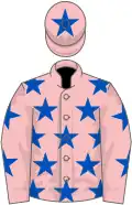 Pink, royal blue stars, royal blue star on cap