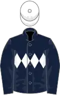 Dark blue, white triple diamond, white cap