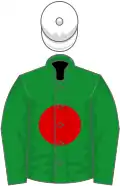 Green, red disc, white cap