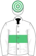 White, emerald green hoop, hooped cap