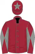 Maroon, maroon and grey diabolo on sleeves, maroon cap, grey star