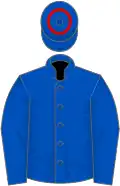 Royal blue, red hoop on cap