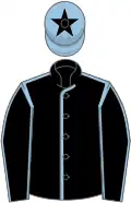 Black, light blue seams, light blue cap, black star