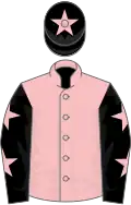 Pink, black sleeves, pink stars, black cap, pink star
