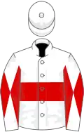 White, Red hoop, diabolo on sleeves, White cap