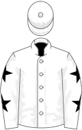 White, black stars on sleeves