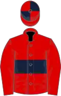 Red, dark blue hoop, quartered cap