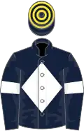 Dark Blue, White diamond and armlets, Dark Blue and Yellow hooped cap