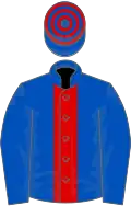 ROYAL BLUE, red panel, hooped cap
