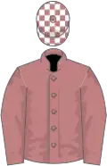 Salmon pink, white check cap