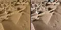 Sand at Rocknest used for the first X-ray analysis of Martian soil (Curiosity rover, October 30, 2012)[7]