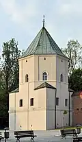 An exterior tower