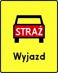T-16 "plate indicating a place of privileged vehicles exit, indicated by the plate" (e.g. fire department vehicle exit)