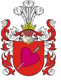Aksak III variation, could be also a variation of the Przyjaciel coat of arms according to Znamierowski[3]