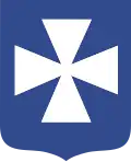 Coat of arms for Rzeszów, white cross on a blue background