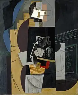 Pablo Picasso, 1913–14, L'Homme aux cartes (Card Player), oil on canvas, 108 × 89.5&nbsp;cm, Museum of Modern Art, New York