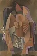 1913, Femme assise dans un fauteuil (Eva), Woman in a Chemise in an Armchair, oil on canvas, 149.9 × 99.4&nbsp;cm (59 × 39 in), Leonard A. Lauder Cubist Collection, Metropolitan Museum of Art