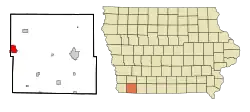 Location of Shenandoah, Iowa