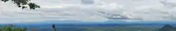 Panoramic view of the Guanacaste Volcanic Range, in northwestern Costa Rica (excluding the Arenal Volcano). From left to right: Orosí Volcano, Rincón de la Vieja Volcano, Miravalles Volcano, Tenorio Volcano.