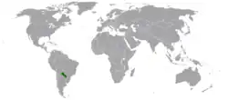 Map indicating locations of Paraguay and Taiwan