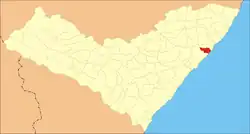 Location of Paripueira in Alagoas