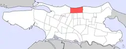 Location of Parque within Santurce (in red)