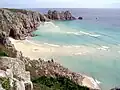 Pedn Vounder beach sand bar