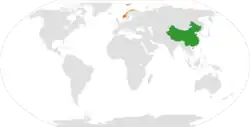 Map indicating locations of People's Republic of China and Norway