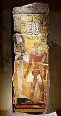 Pharaoh Seti I before Osiris, wall painting from KV17, Hall J, Pillar B, side a. Neues Museum
