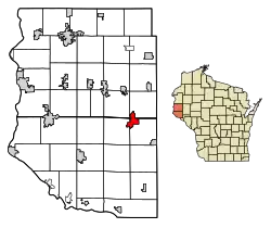 Location of Spring Valley in Pierce County and St. Croix County, Wisconsin.
