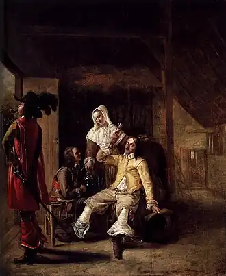 Two Soldiers and a Serving Woman with a Trumpeter
