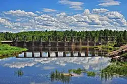 Decommissioned hydroelectric dam at old Pinawa on the Lee River