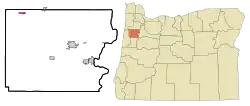 Location of Grand Ronde within Polk County, Oregon