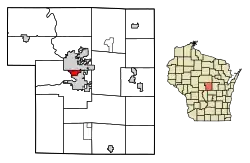 Location of Whiting in Portage County, Wisconsin.