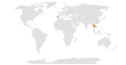 Map indicating locations of Portugal and Thailand