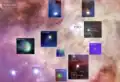 ESO VLT MUSE images (insets) of twelve proplyds in the Orion Nebula.[47] In each inset, a variety of emission lines are combined to highlight the morphology of the proplyd.