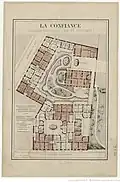Plan of the real estate complex of nos. 171, 173 and 175 rue du Faubourg-Poissonnière and nos. 46, 48 et 50 rue de Dunkerque